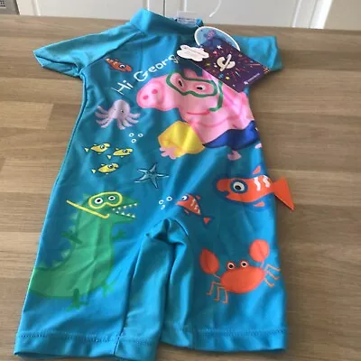 George Pig Surfsuit Kids Boys 12-18 Months Swimming Costume • £8