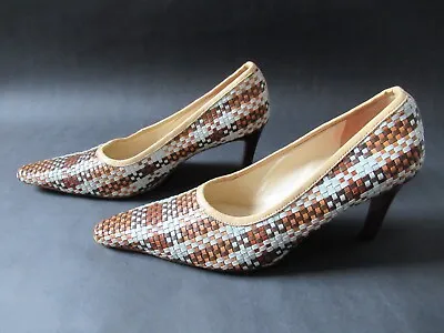 Womens Mulberry Leather Weave Blue Vintage Style Womens Shoes/Heels Size 37.5 • £54.99