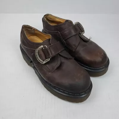VTG 90’s Dr Martens Doc Monk Strap Buckle Shoes 8314 Brown Platform Size 7 • $79.99