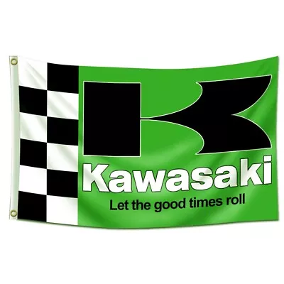 Kawasaki Motorcycle 3x5 FT Flag Banner Racing Garage Wall Decor Workshop NEW US • $12.97