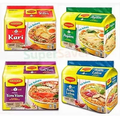 Maggi 2-Minute Instant CurryChickenAsam LaksaTom Yam Flavor (5 Pack) • $42.21