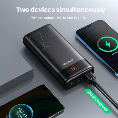 $36.99 • Buy ROMOSS 20000mAh Power Bank Dual USB Battery Charger For IPhone Android Pad Devic