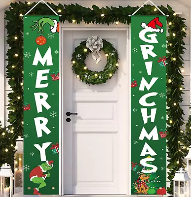Grinch Christmas Decorations - Christmas Decor MERRY GRINCHMAS Banner - Xmas Por • $11.88