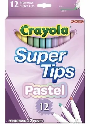Crayola Pastel SuperTips Premium Felt Tip Pens Markers 12 Assorted Colours • £3.18