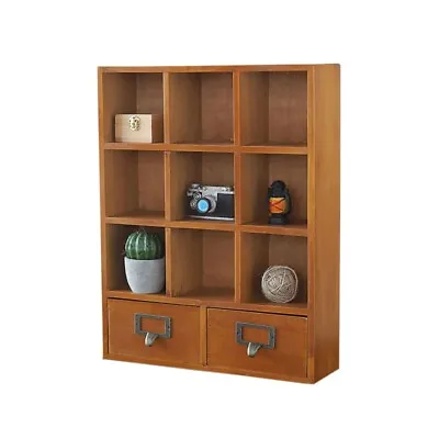 £20.89 • Buy Small Wall Cabinet Storage Display Shelf Rustic Wood Compartment Shelves Drawers