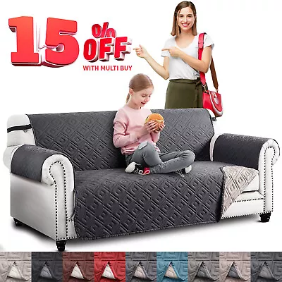 £11.24 • Buy Waterproof Sofa Slip Covers Reversible Quilted Pet Protector Throw Couch Cover