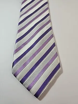 Sean John Mens Tie Silk Office Wear Purple Striped • $9