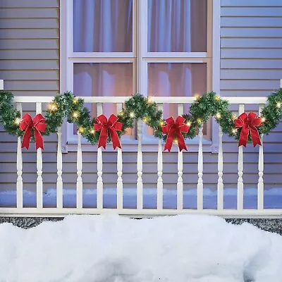 Christmas Xmas Tree Garland Rattan And LED Lights Stair Door Wreath Decorations • $24.96