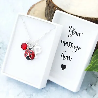 Ladybird Charm Necklace Personalised Gift Bug Jewellery Luck And Fortune • £16.49