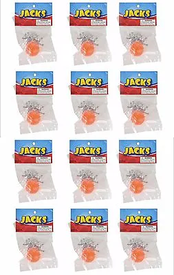 12 Sets Of Steel Metal Jacks With Rubber Super Ball Classic Kids Toy Fast Ship • $7.99