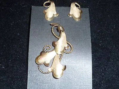 Van Dell 12k Gold Filled Pin Brooch & Earrings Set • $15