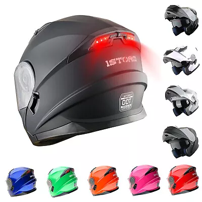 1Storm Motorcycle Modular Full Face Helmet Dual Visor Modular901 LED Tail Light • $89.95