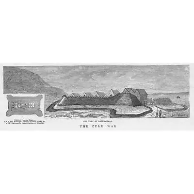 ZULU WAR The Fort At Helpmakaar - Antique Print 1879 • £9.99