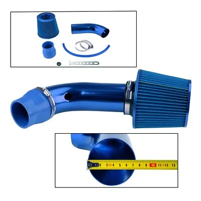 3  Cold Air Intake Induction Hose Pipe Car Kit Filter Blue Aluminum Universal • $28.97