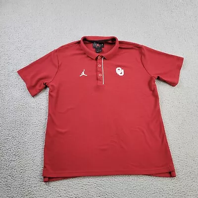 Jordan Oklahoma University Polo Mens Medium Red Performance Short Sleeve Shirt • $21.88