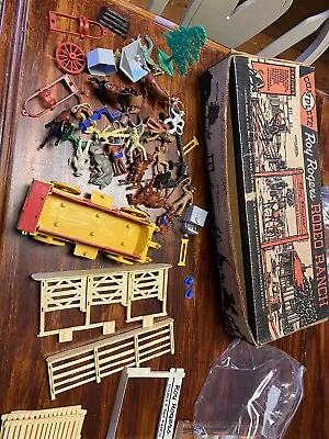 VTG Roy Rogers Rodeo Ranch Marx Cowboy Horse Indians Western Playset 60+ Pcs Box • $200