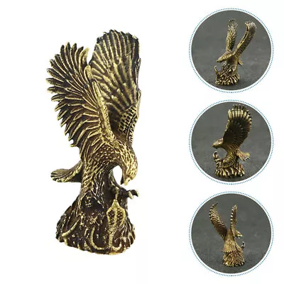 Office Eagle Statue Golden Eagle Figurine Brass Eagle Desktop Eagle Figurine • £10.78