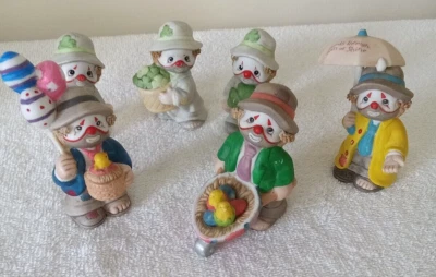 $20 • Buy Lot 6 Vintage Enesco Li'l Vagabond Hobo Clown Figures Easter & St. Patrick Day 