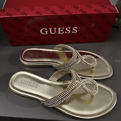 Guess Gold Rhinestone Thong  Sandals Size 7 • $18.99