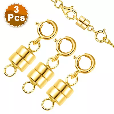 3Pcs Magnetic Clasp Converter Necklace Jewelry Extender Connector W/ Spring Ring • $13.48