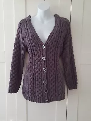 Vintage Ladies Chunky Knit Cardigan Size 34 /36 Hand Knitted Cable Heather  • £19.99