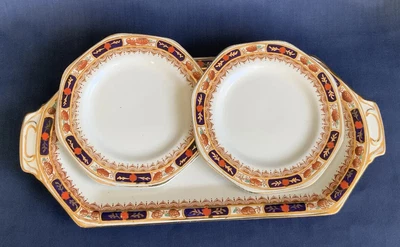 £12 • Buy Vintage Penrhyn Solian Ware Sandwich Cake Serving Tray & 2 Small Hexagonal Plate