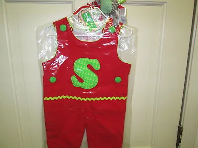 Mud Pie Initial Baby  S  Red Corduroy Longall And Christmas Rattle 0-6 Mos NWT • $14.95