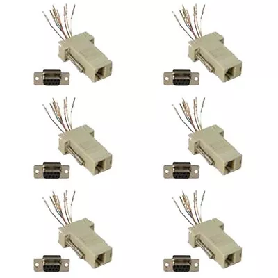 6x 9-Pin DB9 RS232 Serial Port Female To RJ45 8P8C Network Modular Adapter Ivory • $25.88