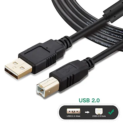 $12.99 • Buy USB Printer Cable A To B Type Male 2.0 Device Cord Brother Dell Epson Cannon HP