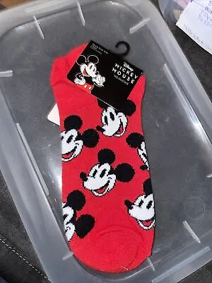 Disney - Mickey Mouse - 1 Pair - Red - No Show Socks - Size Womans 4-10 • $2.08