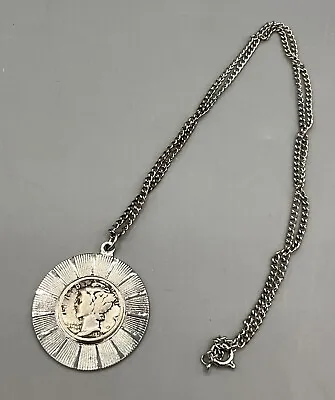 1936 MERCURY Head Dime .900 Silver Coin Jewelry Pendant W/18  Stainless Necklace • $19.99