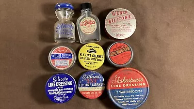 Vintage Dry Line Dope Dressing Fly Fishing Tin Lot Marathon Silcote Courtland • $85