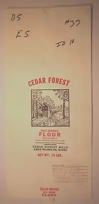 LARGE Vintage Paper Sack Bag - CEDAR FOREST MILLS FLOUR LONG ISLAND VA  2006 • $18