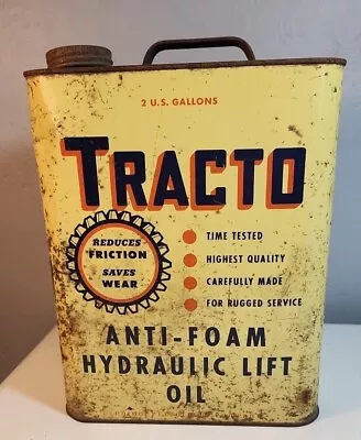 Vintage Advertising Tracto Anti Foam Hydraulic Lift Oil  2 Gallon Can  • $25