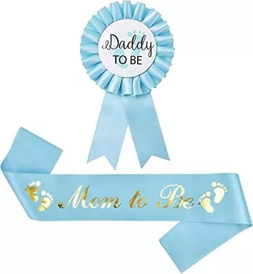 Akebrog Baby Shower Mom To Be Sash And Tinplate Badge Daddy To Be Combo KitBa... • $14.05