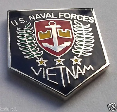 US NAVAL FORCES VIETNAM (7/8  BLUE) US NAVY Military Hat Pin 14823 HO • $5.94