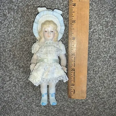 Vintage Shackman French Bisque Bonnet  Doll Porcelain 5-1/2  NICE NR • $29.75