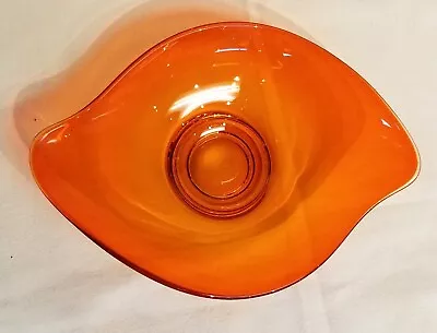 Vintage MCM Mid-Century Epic Persimmon Orange Viking Glass Oblong Bowl 8.5  • $20