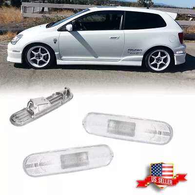 2PCS Chrome Front/Rear Bumper Side Marker Light For 02-05 Honda Civic Si EP3 3DR • $19.99