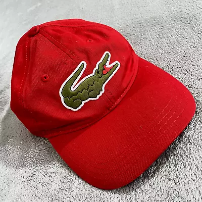 Lacoste Hat Strap Back Embroidered Logo Cap One Size Fits All Red Cotton Adult • $31
