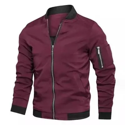 New Spring/ Fall Men's Zipper Jacket Casual Round Neck Coat Side Pocket Outwear • $26.50