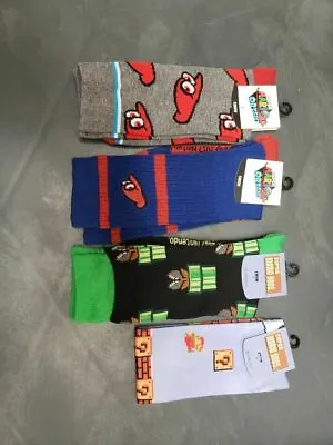 4 Pairs Of Super Mario Brothers Socks Super Mario Odyssey Socks • $14.99