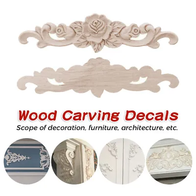 $11.14 • Buy Wooden Carved Applique Furniture Unpainted Mouldings Onlay Home DIY Decoration
