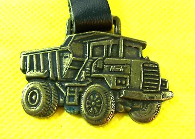 Mack Truck Vintage Pocket Watch Key Chain Leather Fob Brass Dump Pay Dirt Hauler • $28