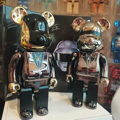 2pc Bearbrick 400% Daft Punk Band Gold And Silver Electroplated Bear Figures Toy • $155.88