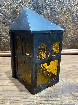 Vintage Mission Amber Cottage Porch Sconce / Antique Outside Wall Light Fixture • $149.99