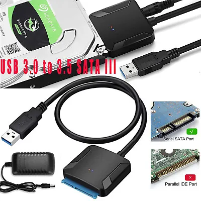 USB 3.0 To SATA III External Hard Drive Reader 2.5  3.5  HDD/SSD W/ 12V/2A Power • $51.75