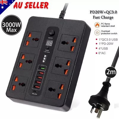 QC 4 USB Charging Power Board 6 Way Outlets Socket Charger Ports Surge Protector • $10.06