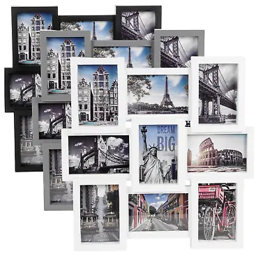 Large Multi Aperture Collage Picture Frame Holds 9/11/18 Photos 6x4 Wood Look • £15.95