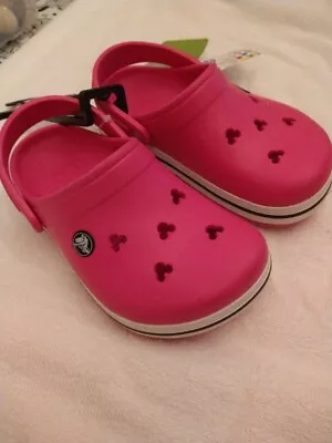 NWT BRAND NEW CROCS Kids Clogs Mickey Mouse Size J2 - Hot Pink • $27.99